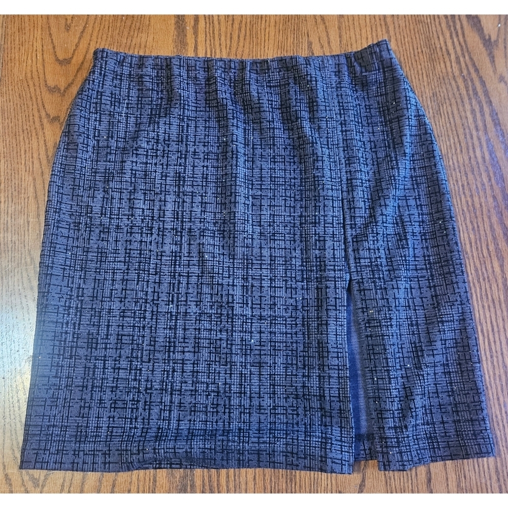 Express Gray Tweed  Metallic Thread Skirt